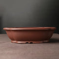 Handmade purple clay bonsai pot with classical Chinese design, 25cm diameter