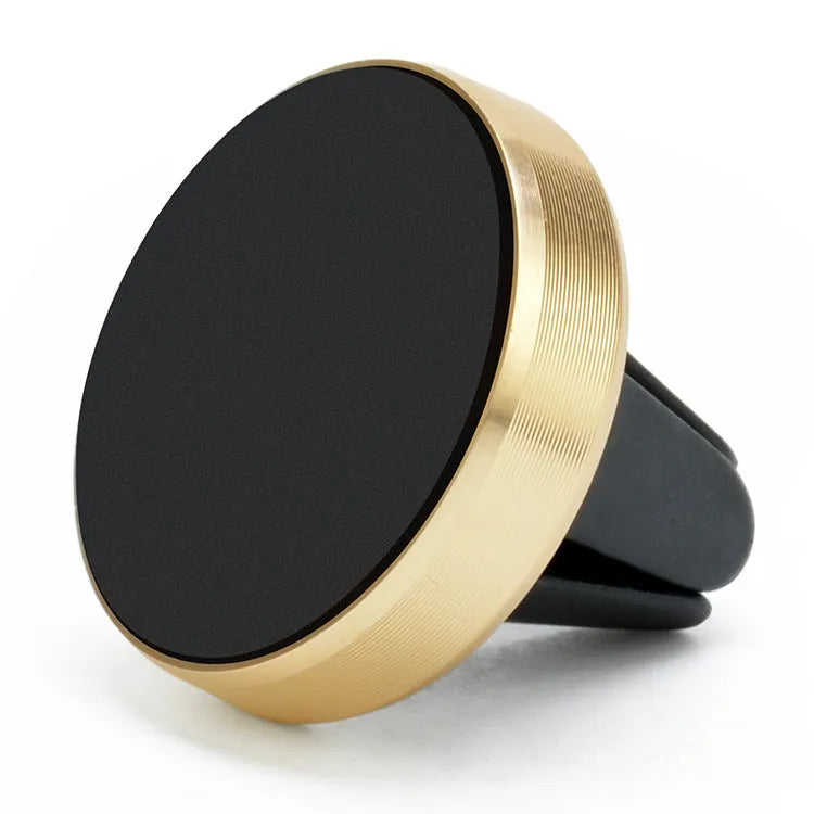 Magnetic car air vent mobile phone holder in rose gold, showing clip and magnet