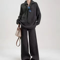 Sweater suit two-piece set with knitting top and trousers in imitation cashmere fabric