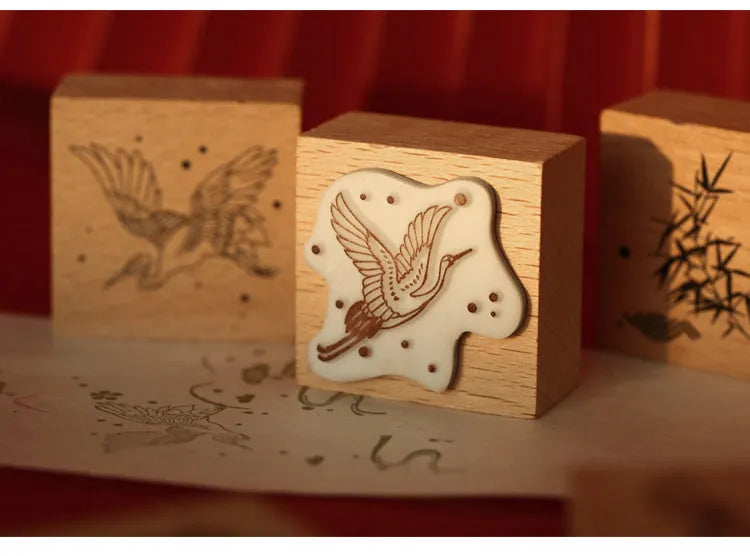 Mr. Paper wooden seal set with rubber stamp for DIY stationery printing projects