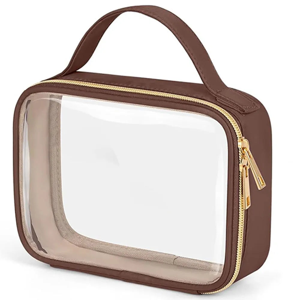 Transparent PVC lipstick storage wash bag with detachable chain in 7.85 inch size