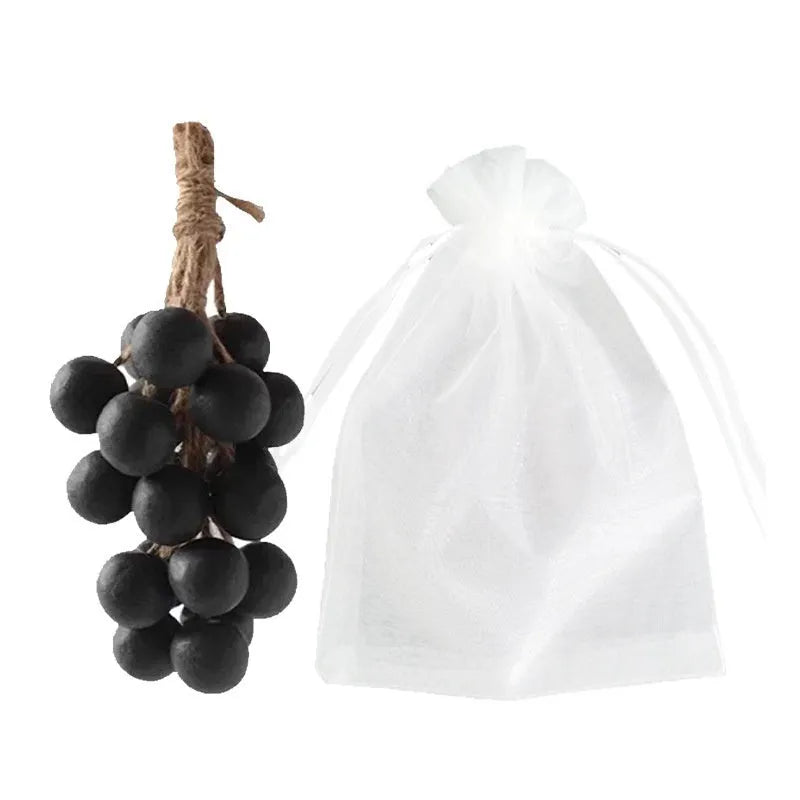 Grape handmade soap bars in black, green, purple and litchi variants showing mesh bag, gift box and long case packaging.