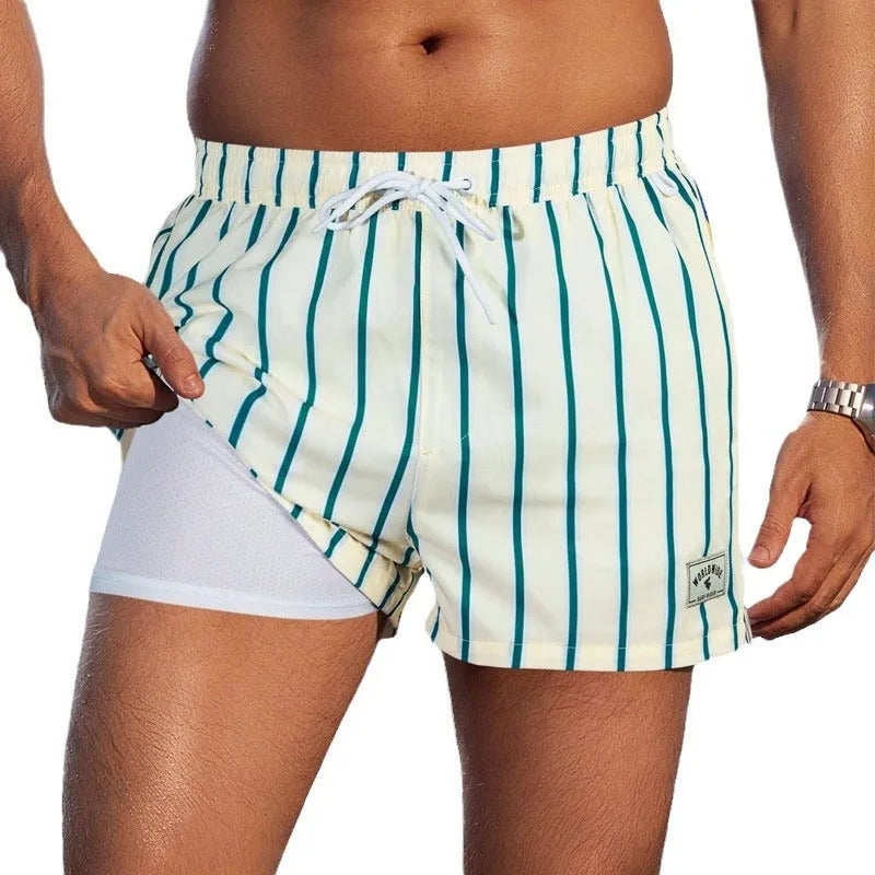 Men's loose fit quick-drying swimming trunks in spandex with colourful pattern options