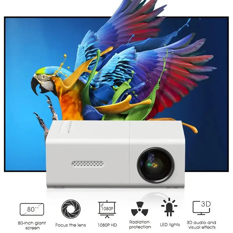 M100 mini projector in black or white with remote control and cables
