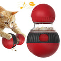 Plastic rotating cat toy with food dispenser and super ball for interactive pet play