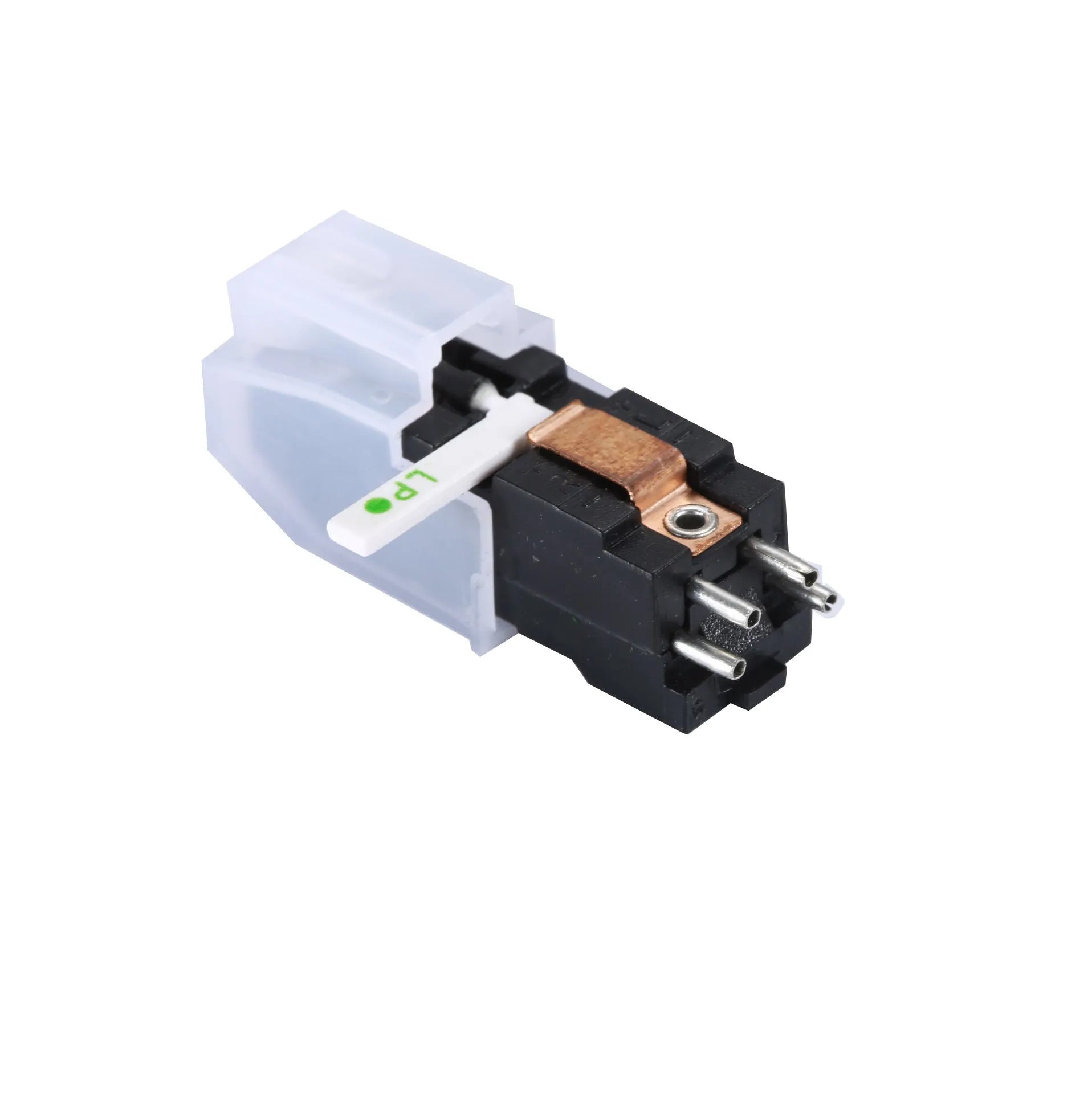 Magnetic record player cartridge with double needle and ABS plastic housing