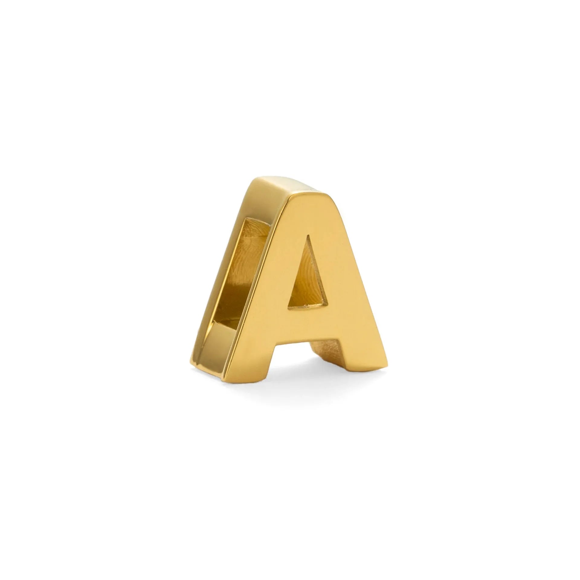 Gold titanium steel necklace with a letter A charm on a 40.5cm chain.