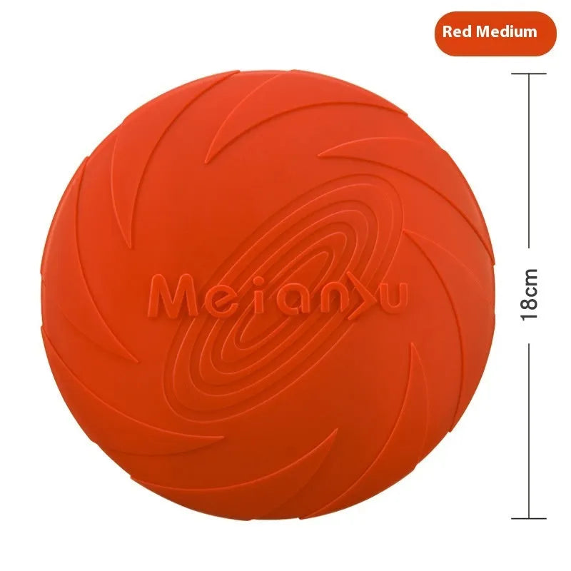 Soft rubber dog frisbee flying disc toy in blue, green or red colours available in three sizes