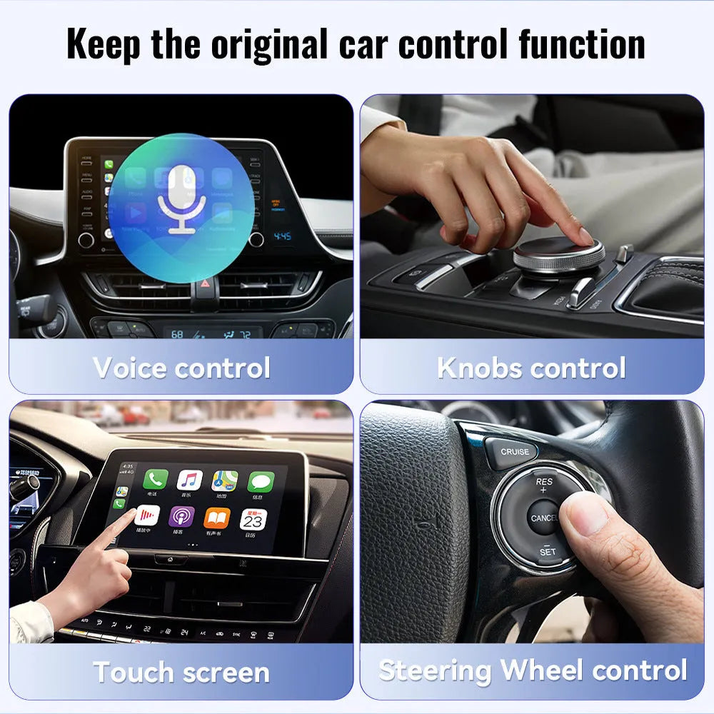 Black mini CarPlay USB interface adapter with dimensions 26×55×13mm