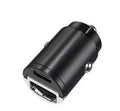 Mini 30W car cigarette lighter charger with zinc alloy body measuring 45mm by 20.7mm