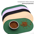 Silicone waterproof cat feeding placemat in green, beige, black, or purple colours