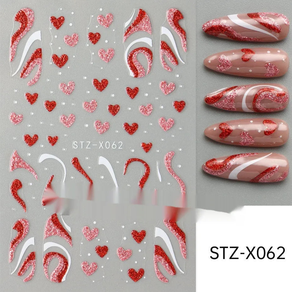 Black and silver strip cartoon nail art stickers on plastic patch