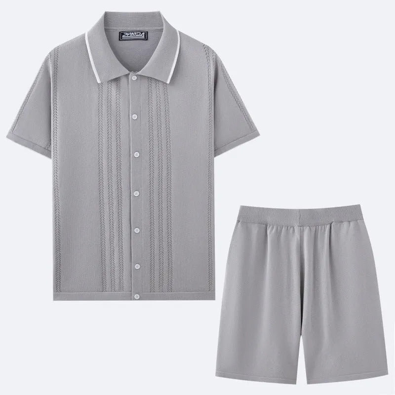 Business casual Tencel two-piece set with short sleeve top and matching shorts in multiple colour options