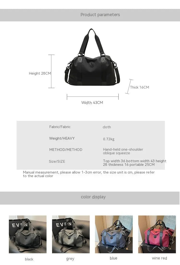 36-55 litre Oxford cloth travel bag in solid colour with dry-wet separation compartments