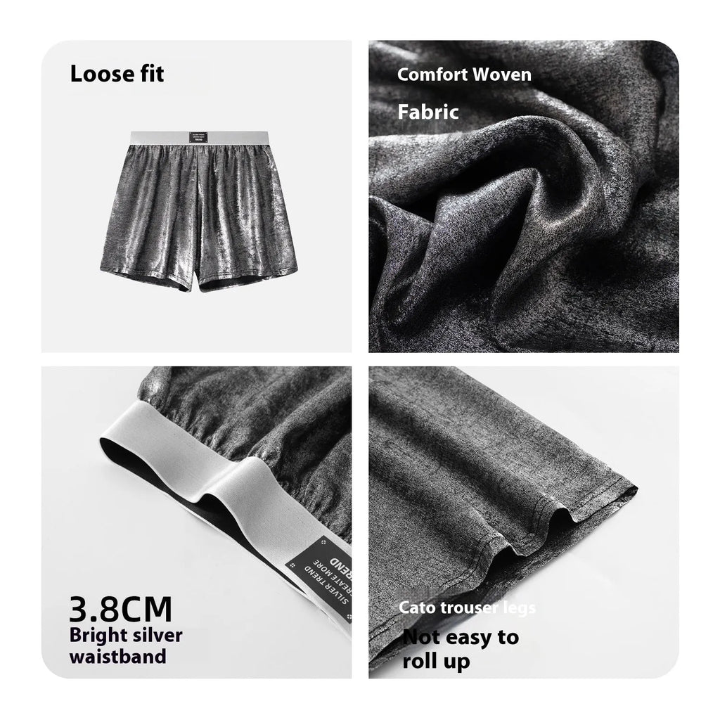 Galaxy reflective silver woven polyester underwear with mid waist design for sports