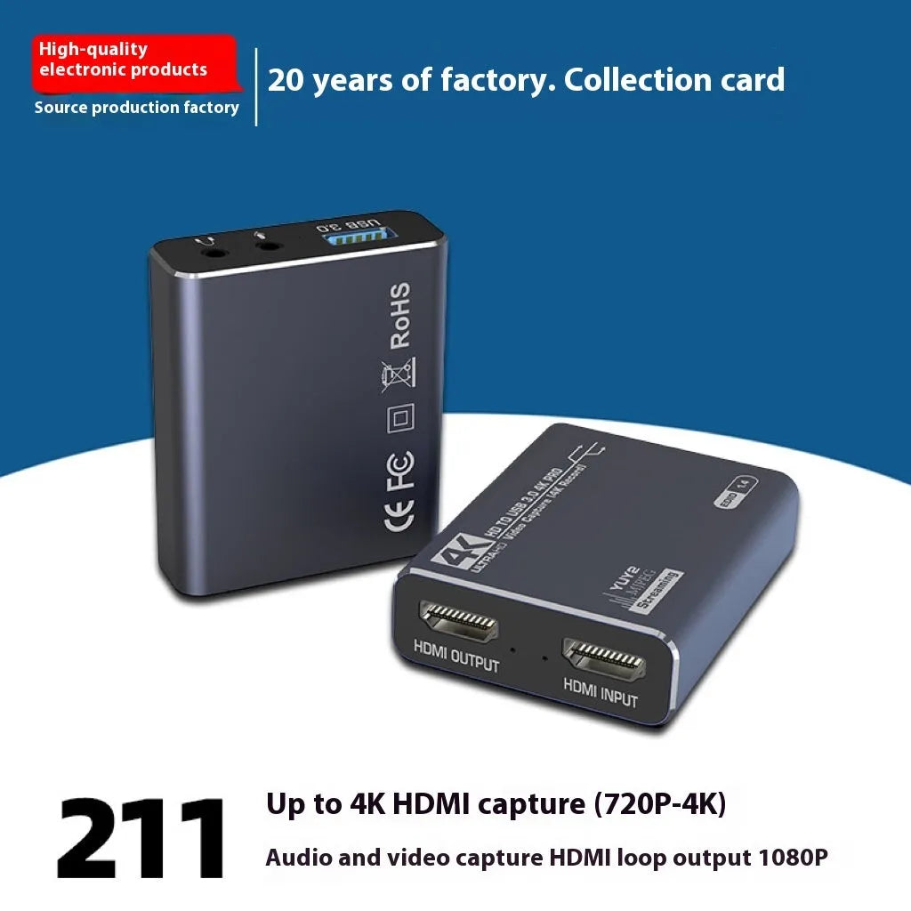 Black MS2131 4K gaming set-top box for capturing 1080p gameplay footage with audio recording