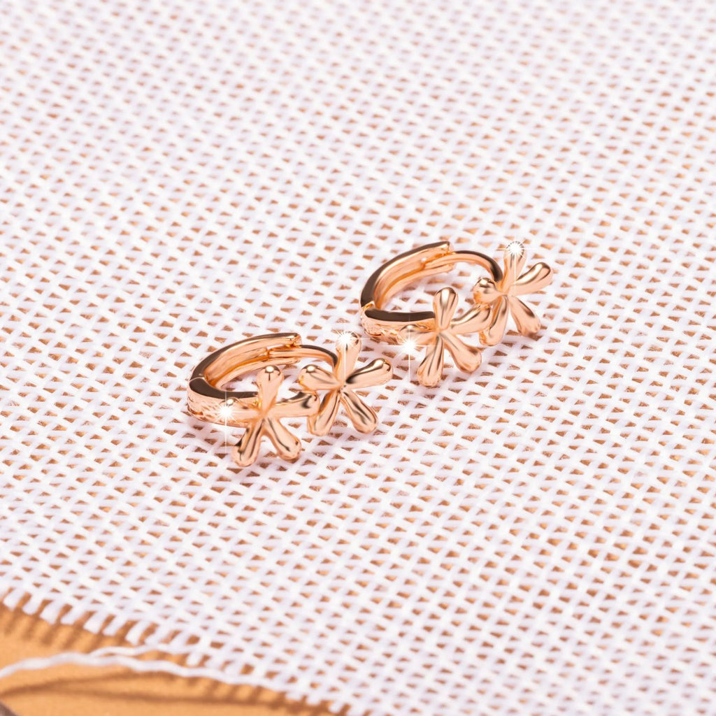 Women's rose gold waterdrop flower earrings with circular shape and electroplated finish