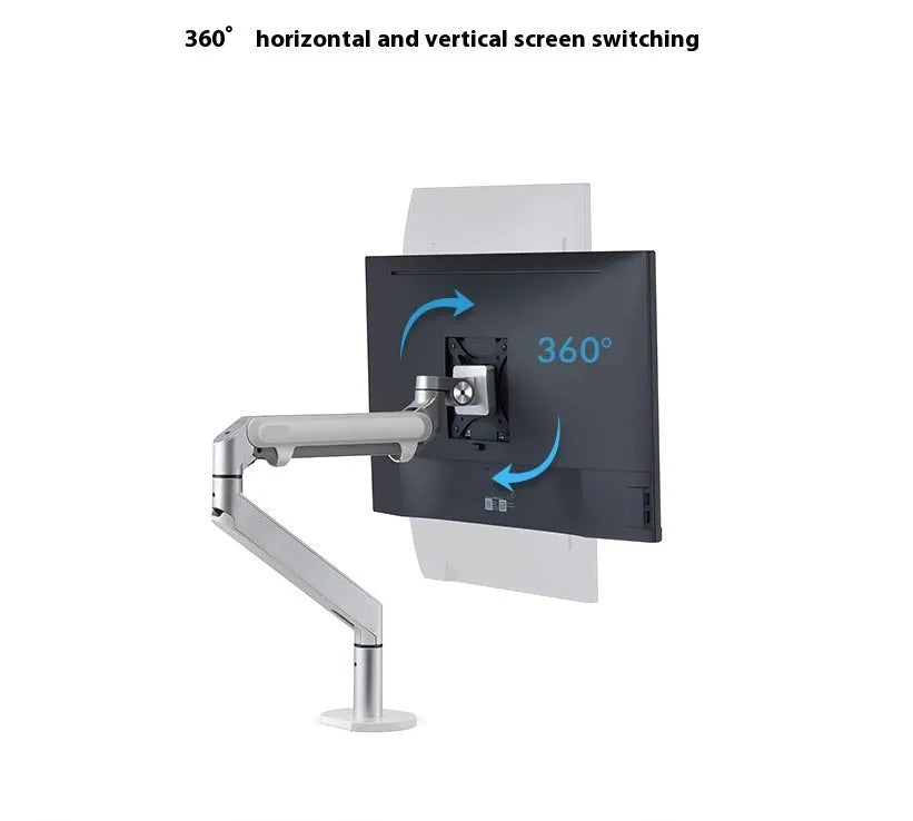 Aluminium computer stand with air pressure arm bracket in black or silver colour