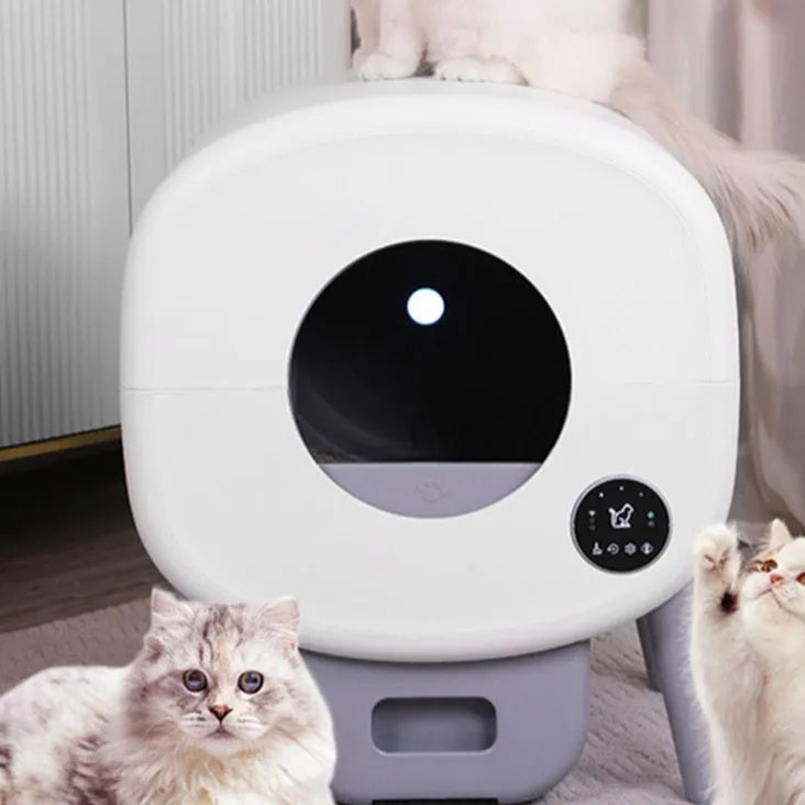 Automatic self-cleaning cat litter box with ABS plastic construction and deodorising system