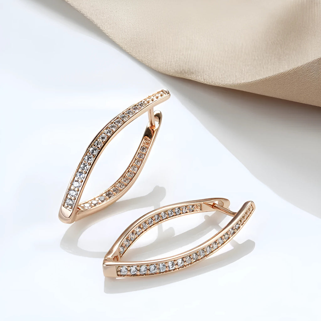 H0493 geometric copper drop earrings with zircon accents for women, contemporary ins style jewellery