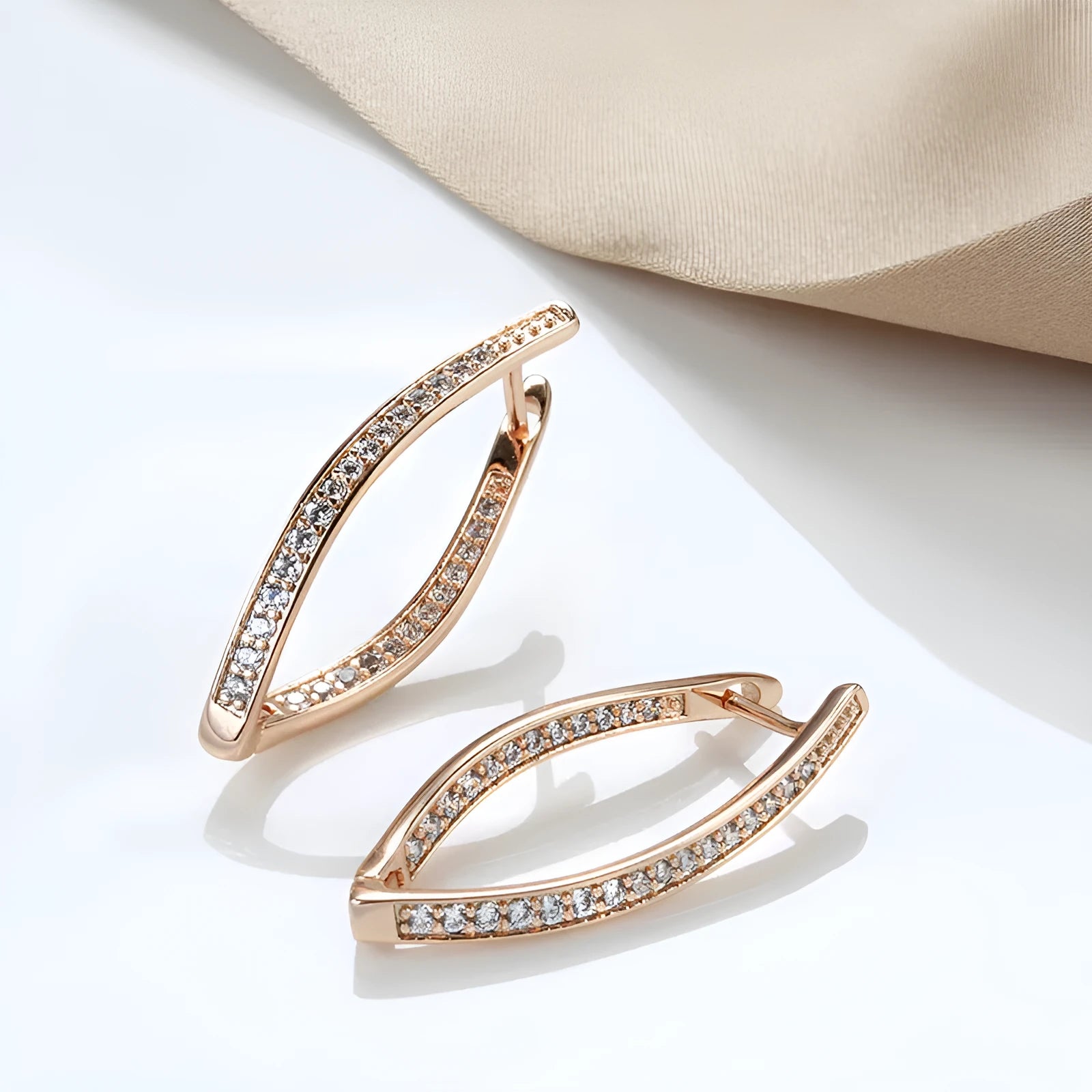 H0493 geometric copper drop earrings with zircon accents for women, contemporary ins style jewellery