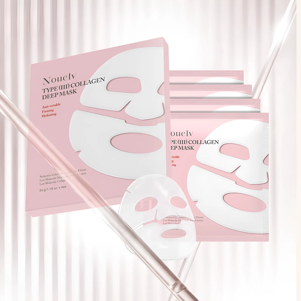 Box of four collagen layered patch masks for moisturising and rejuvenating skin.