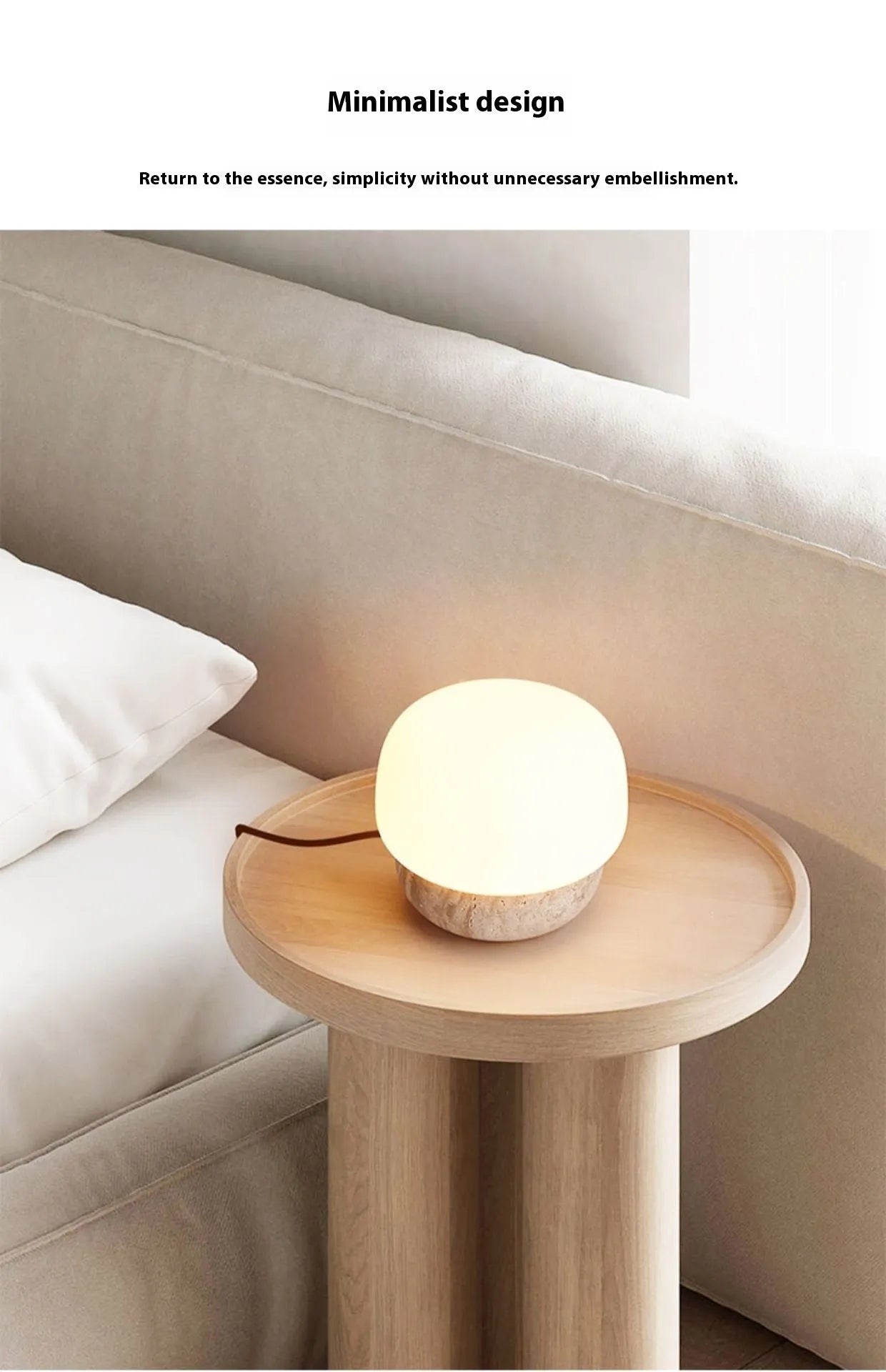 Cream-coloured retro bedside lamp with compact dimensions measuring 18cm by 17cm