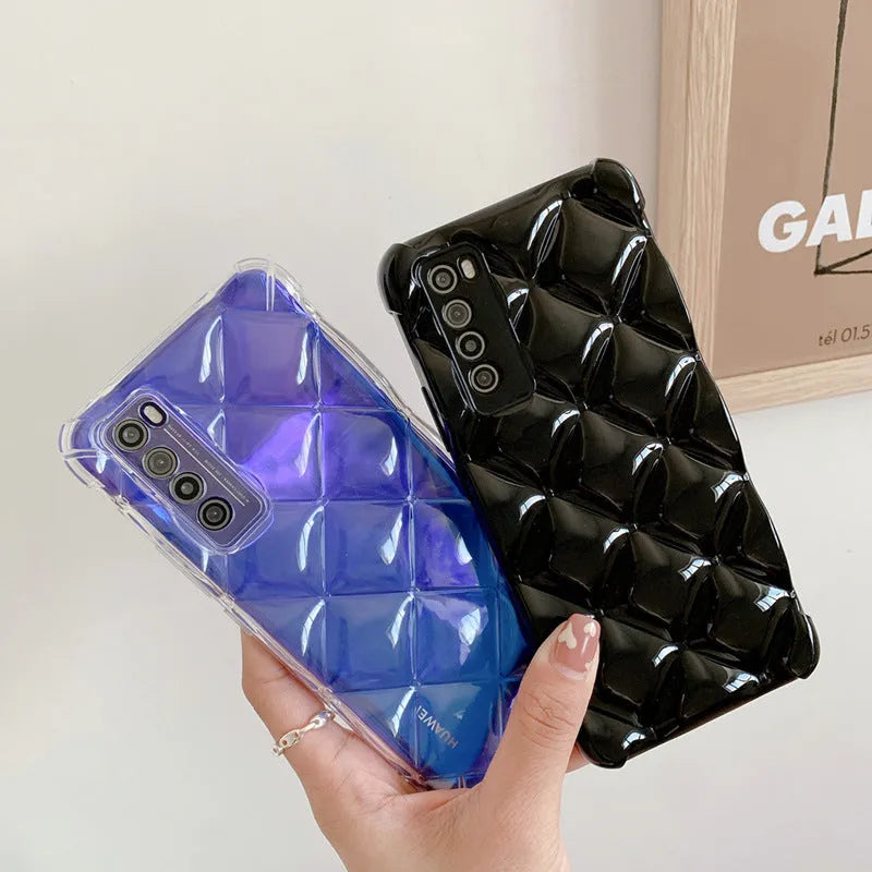 Silicone phone case for Huawei P30, P40, Mate40, and Nova9 models in black, green, pink, or white.