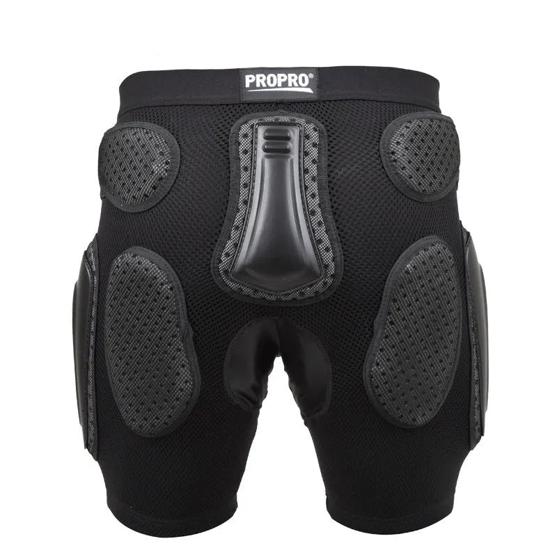 Black cycling hip protection pants with multifunctional design for sports safety