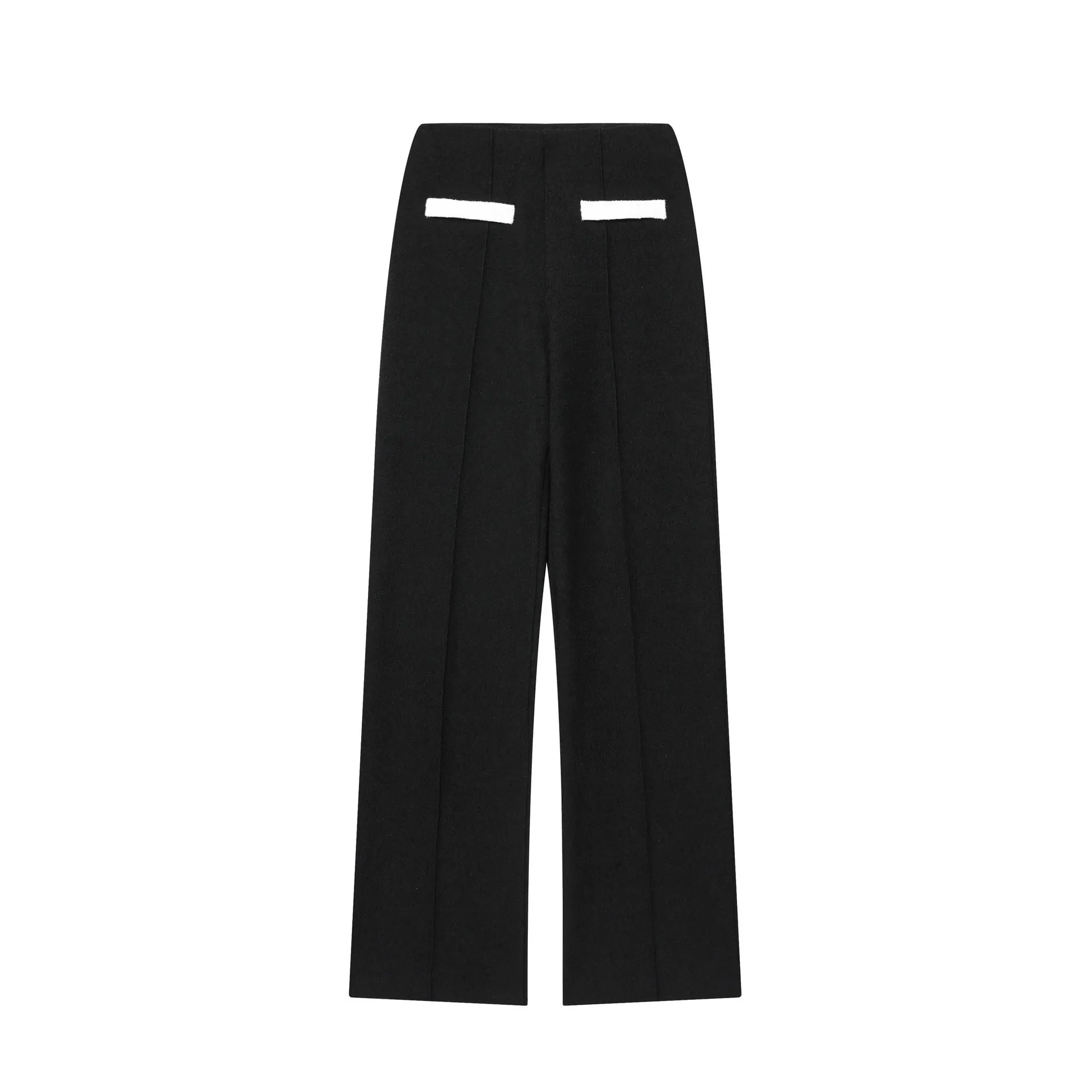 Women's polyester street fashion suit set with beaded top and high-waisted trousers