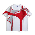 Men's loose fit T-shirt with double stitching on padded shoulders in black or white colours