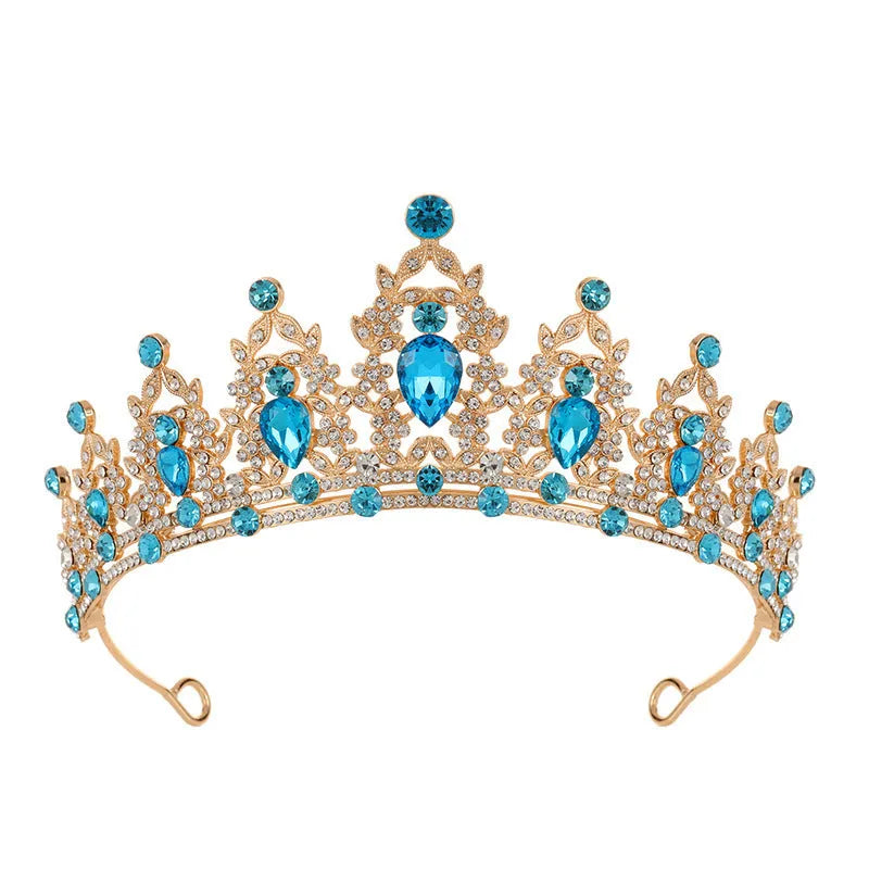 Baroque bride crown headdress with diamond treatment in silver and gold colour options