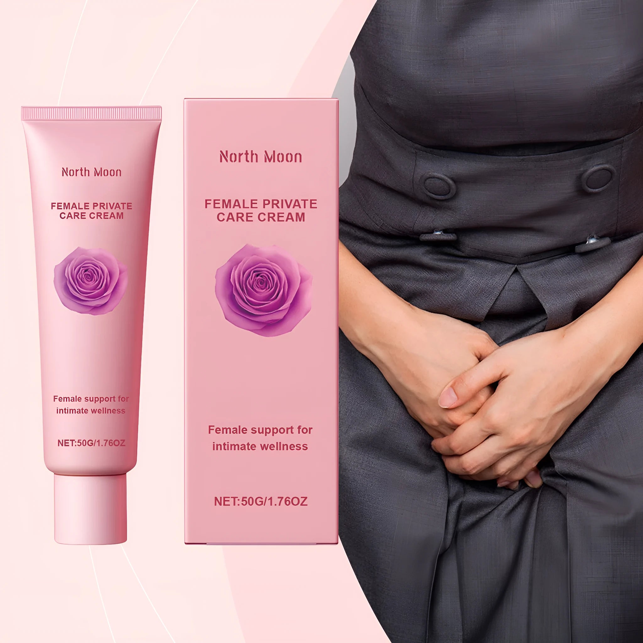 50g jar of gentle moisturising cream with rose and peppermint extracts for daily skincare