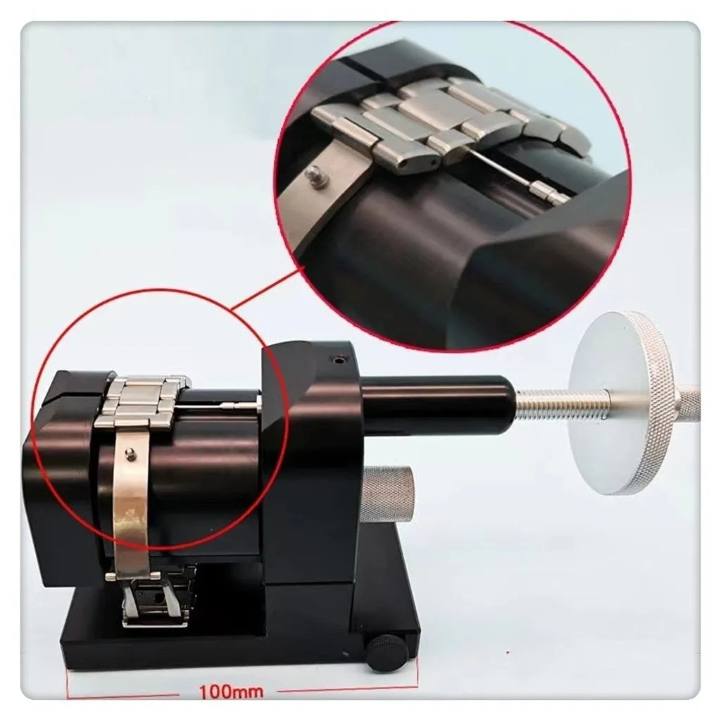 Alloy steel watch strap removal tool set with 12 components for professional watch repair.