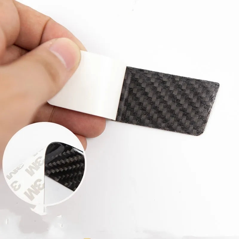 Carbon fibre door handle protection patches for Tesla Model S with adhesive backing
