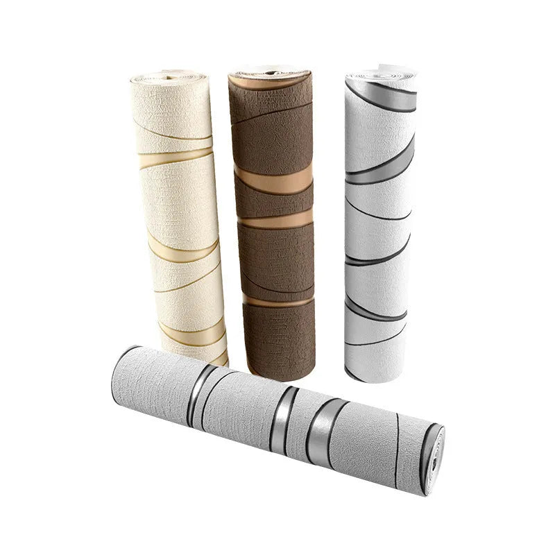 Curved stripe 3D background wallpaper textured surface in deerskin velvet non-woven fabric