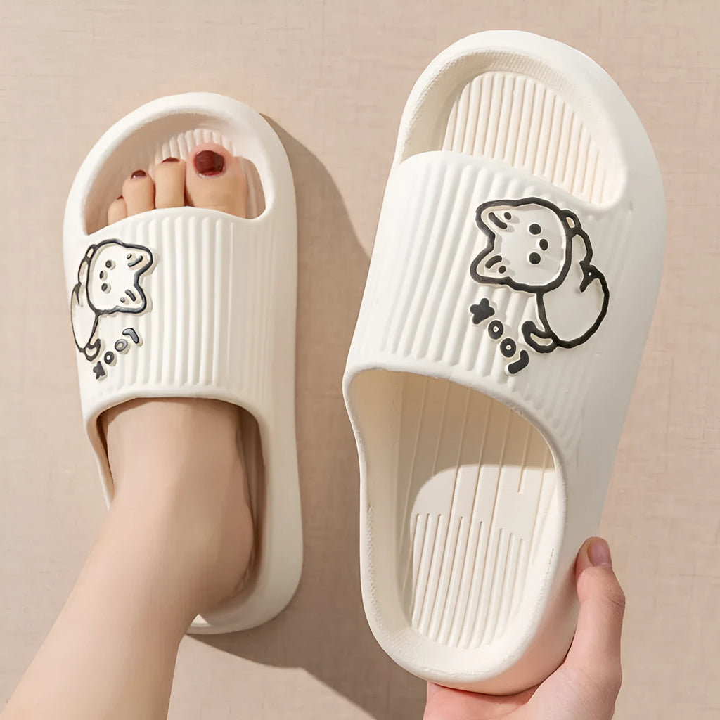 Women's cat design platform slippers with thick EVA sole in multiple colour options
