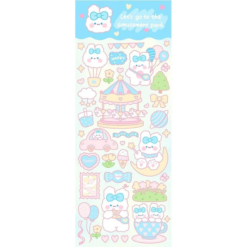 PVC waterproof cute cartoon stickers for agenda notebook decoration and office stationery