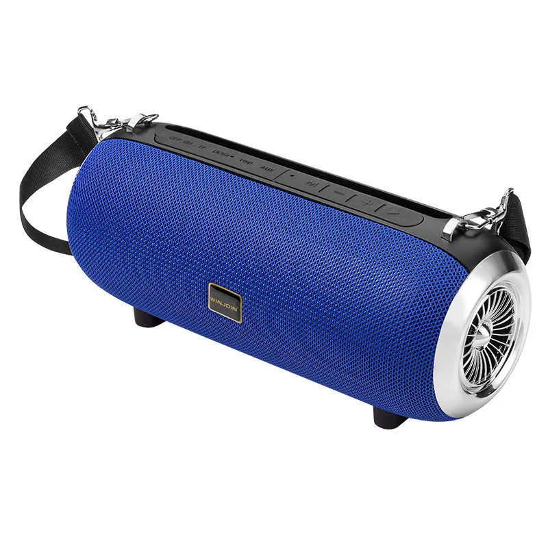 F666 rectangular portable Bluetooth speaker with fabric mesh finish and shoulder strap