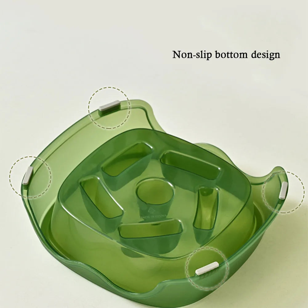 Plastic dog slow feeder bowl with anti-choking maze design in blue colour option