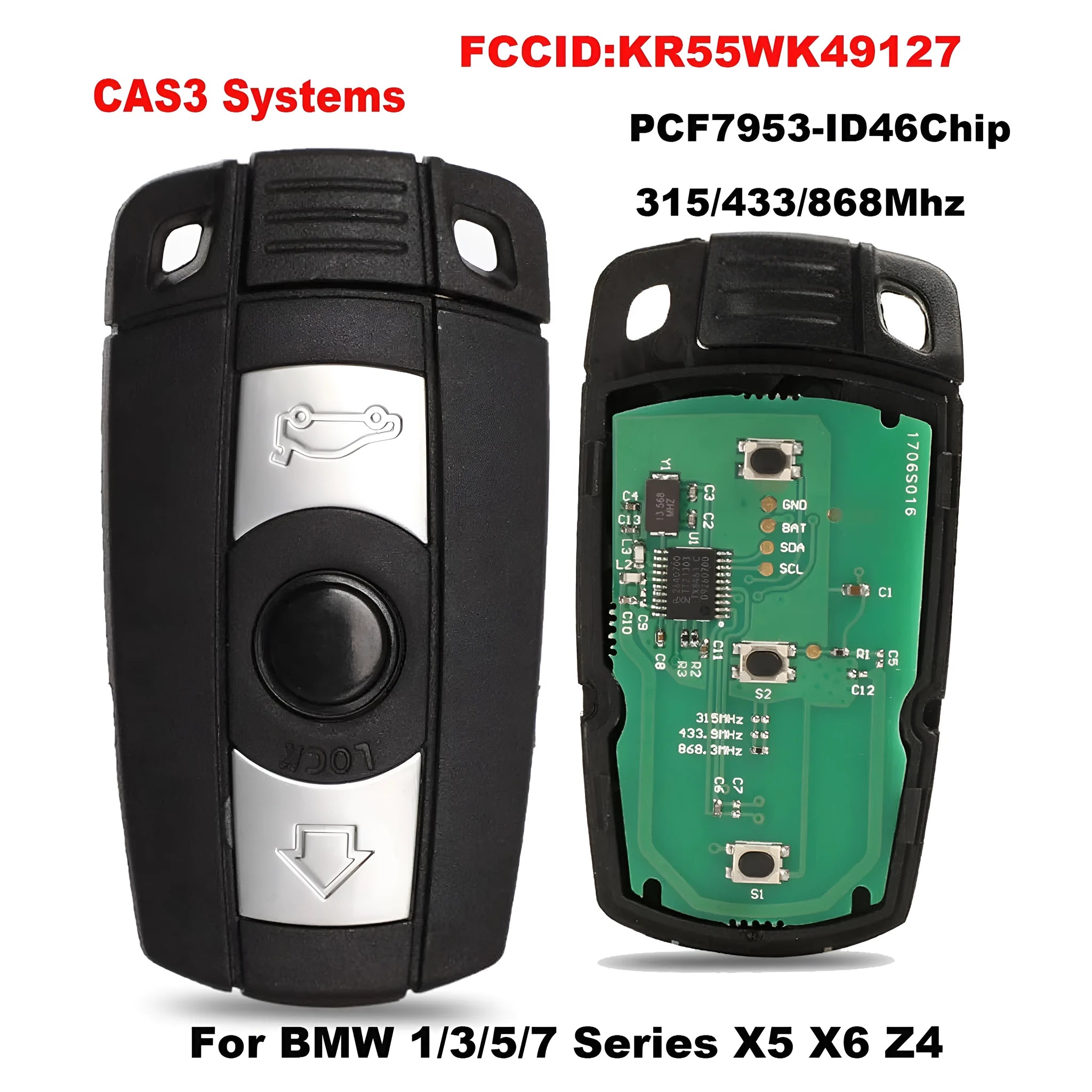 BMW CAS3 semi-intelligent three-button remote car key replacement