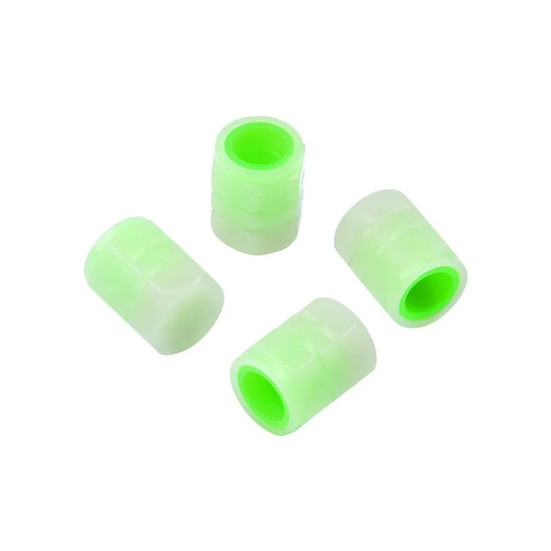Rubber luminous valve caps for cars with glow-in-the-dark feature, 16mm by 12mm size