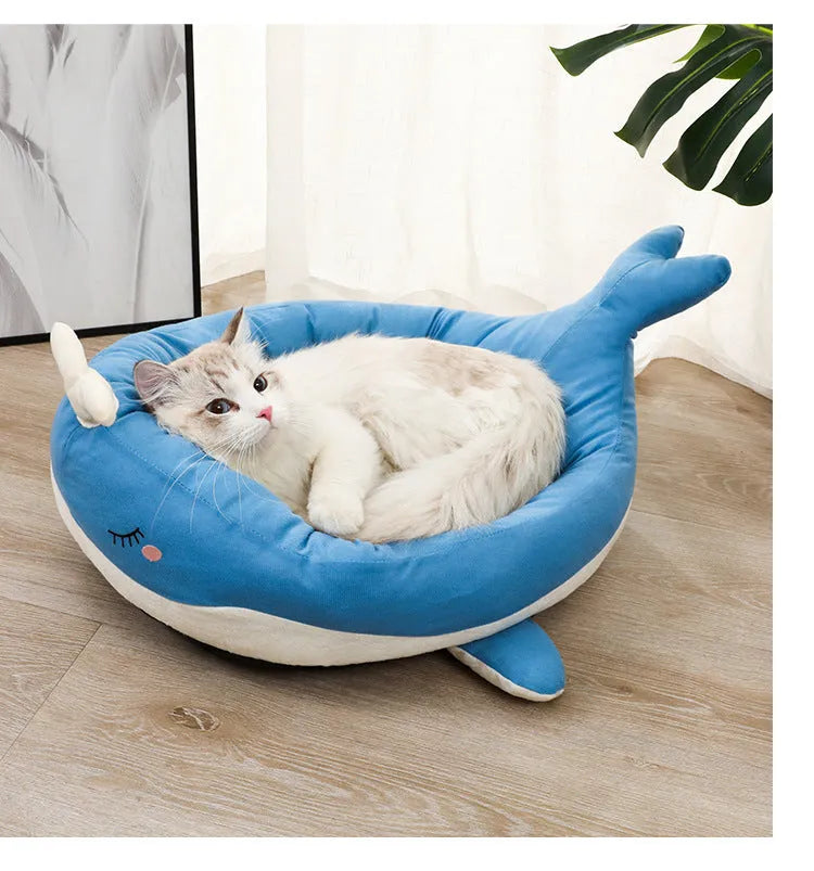 Blue duck-shaped fluffy pet bed sofa for small dogs and cats