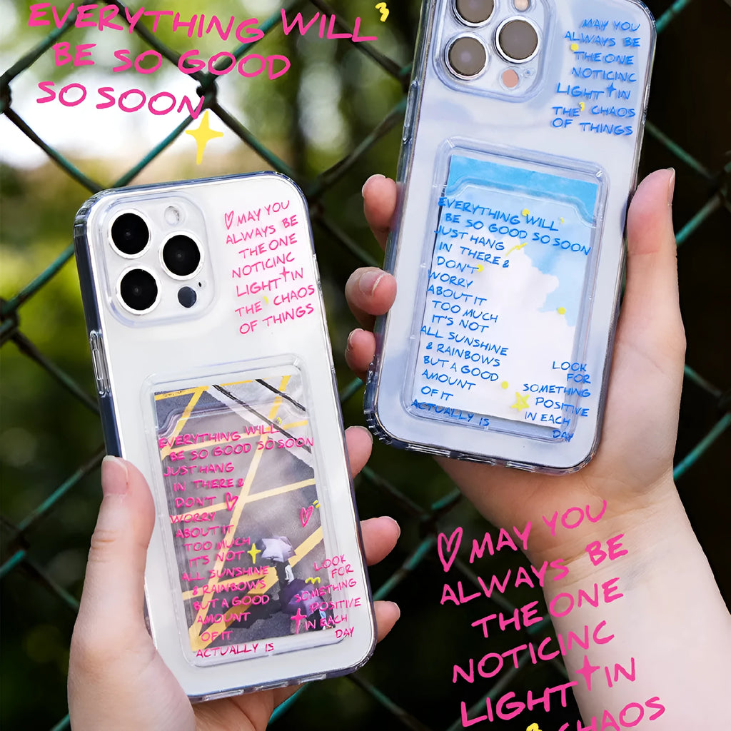Graffiti silicone card clamp phone case in blue for iPhone, with anti-fall protective shell