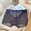 Men's thin knitted nylon boxer shorts in rock ash colour with seamless construction