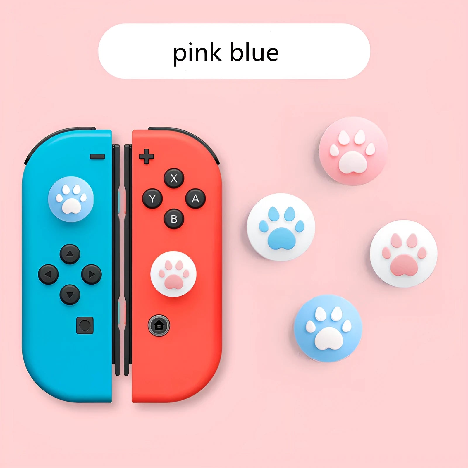 Four silicone rocker caps for Nintendo consoles in various colour combinations