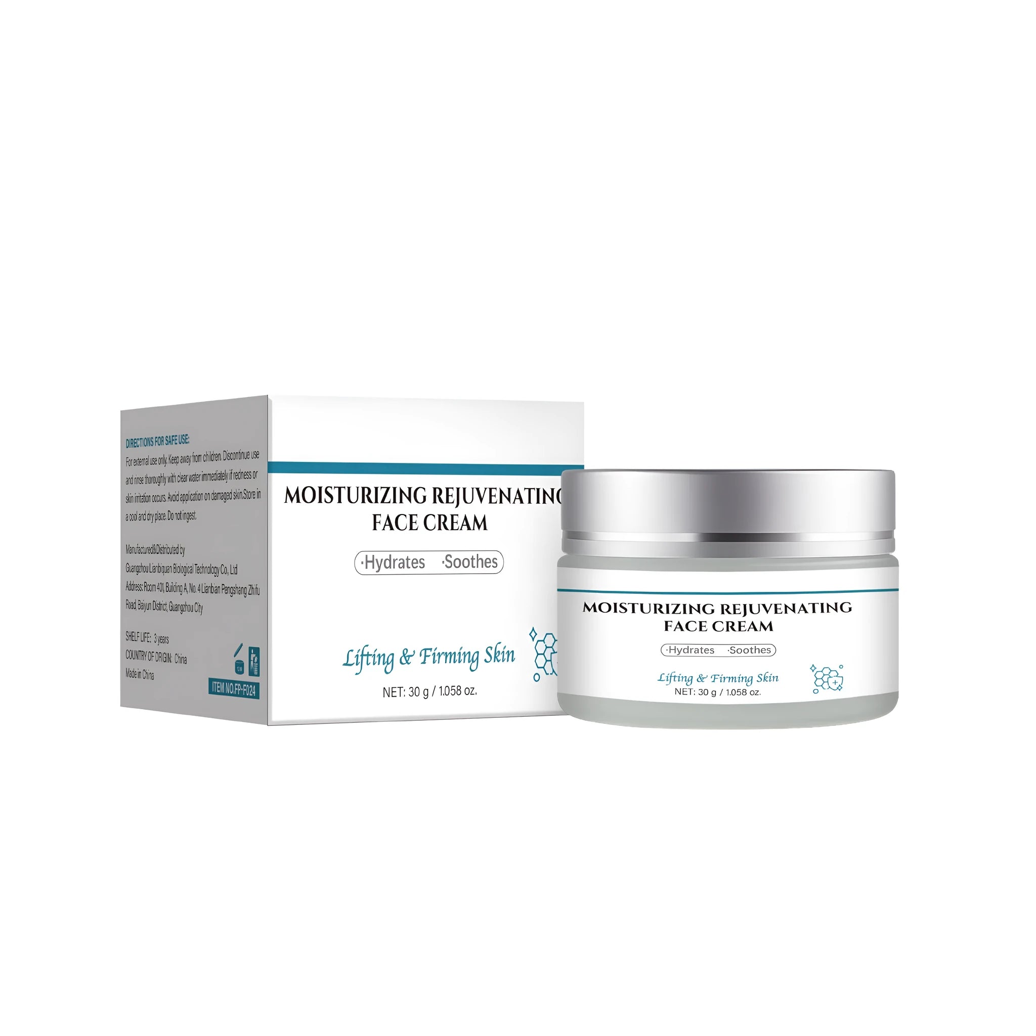30g anti-aging facial cream jar with FP-F024 formulation for daily skin treatment