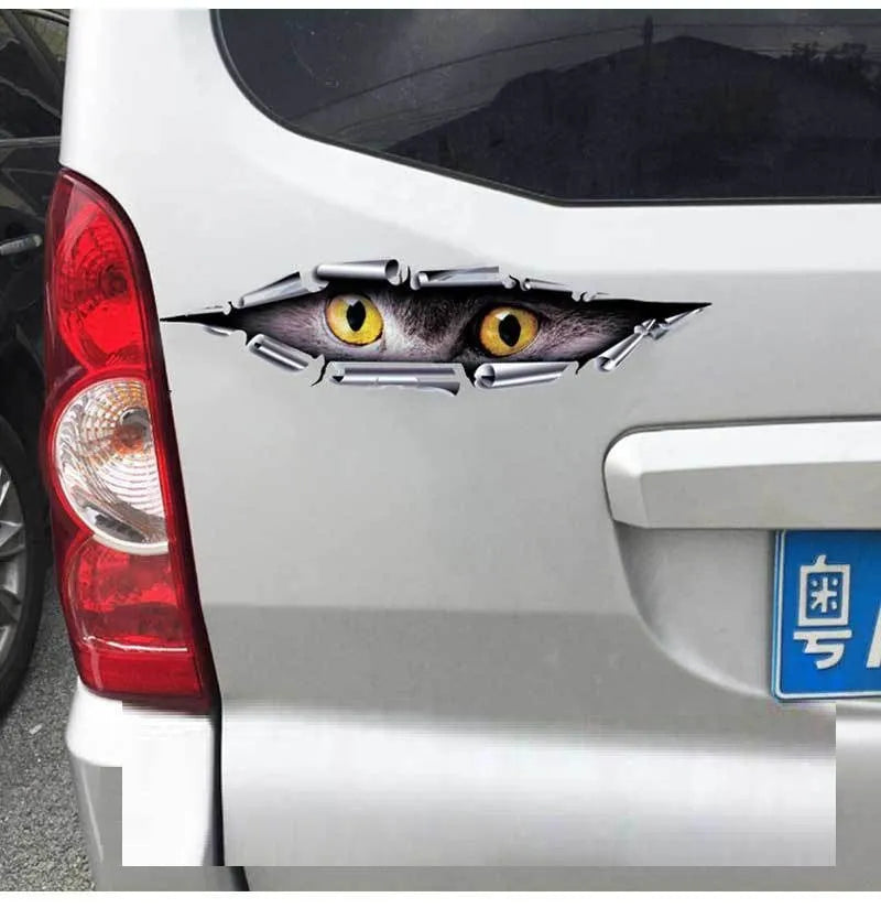 3D Tiger Eye and Eagle Eye car door decorative sticker on white background.