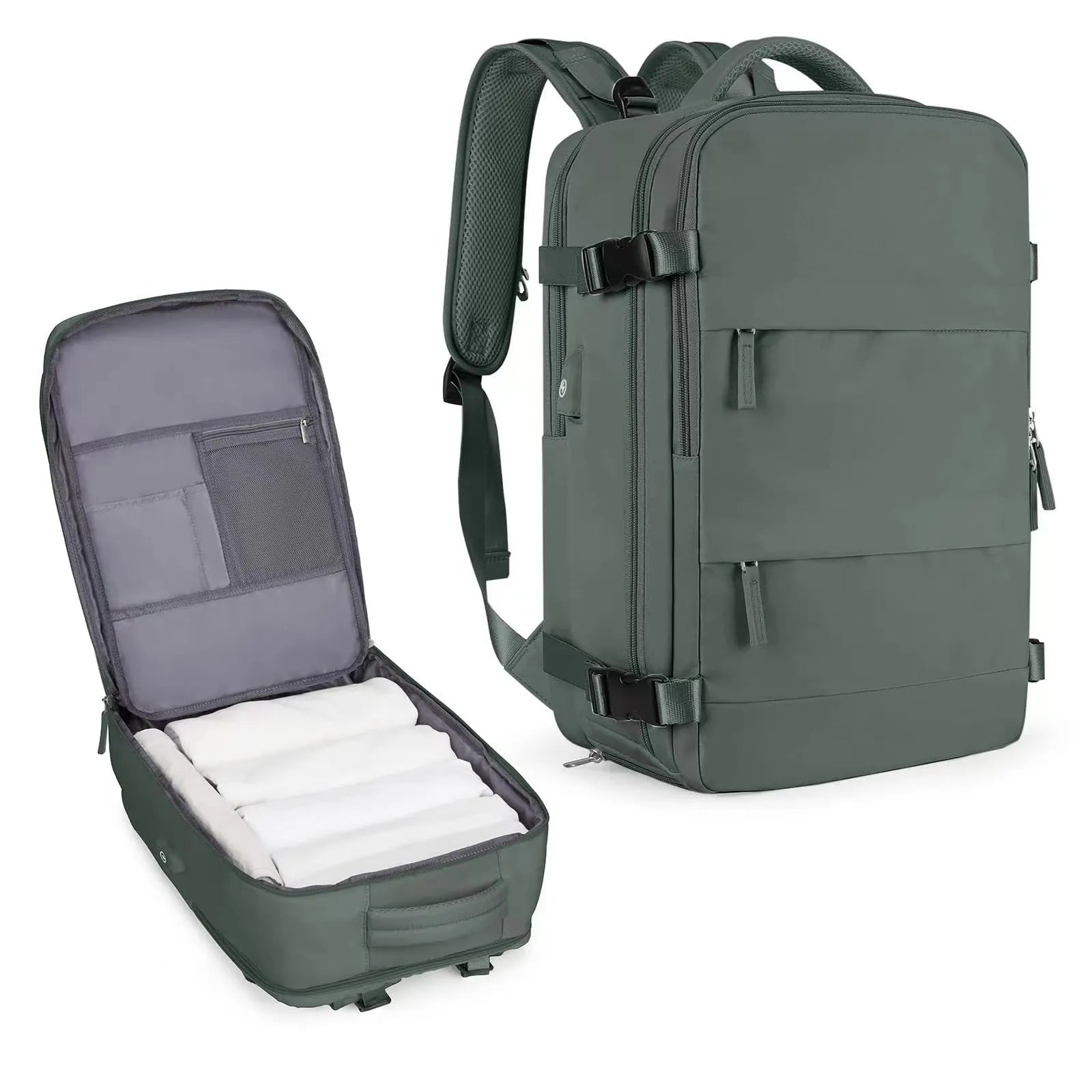 Waterproof nylon mummy backpack in multiple colour options showing large capacity travel bag
