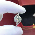 Geometric copper ring with adjustable opening, synthetic moissanite angel eyes design and zircon stone inlays